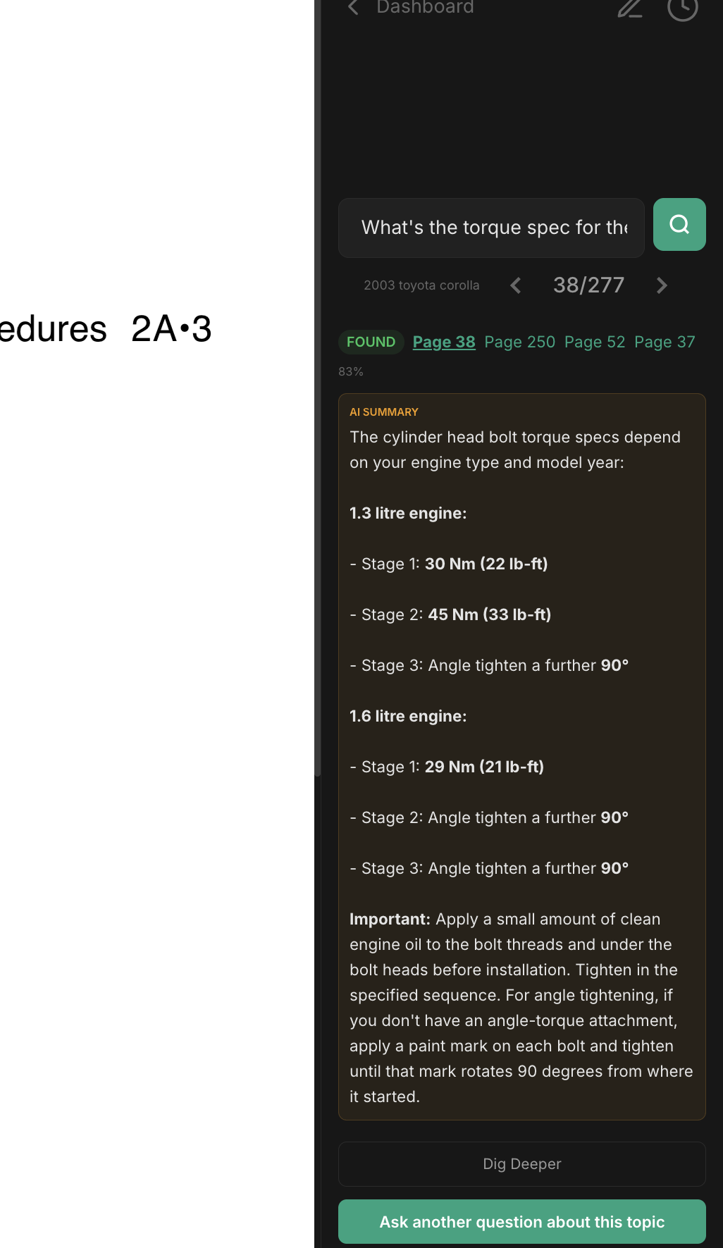 AI answer with page references