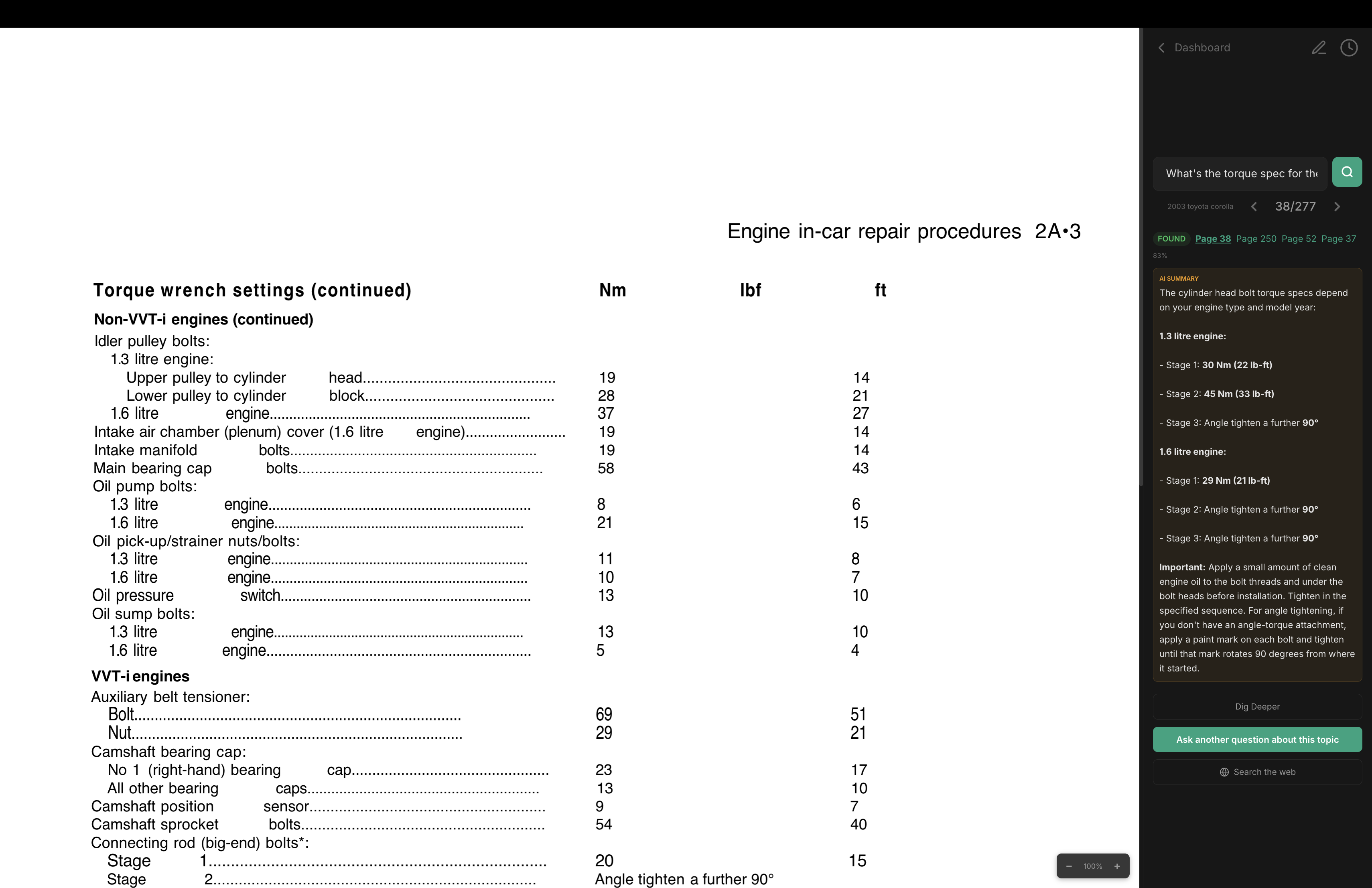 Mekanik in action — torque spec search